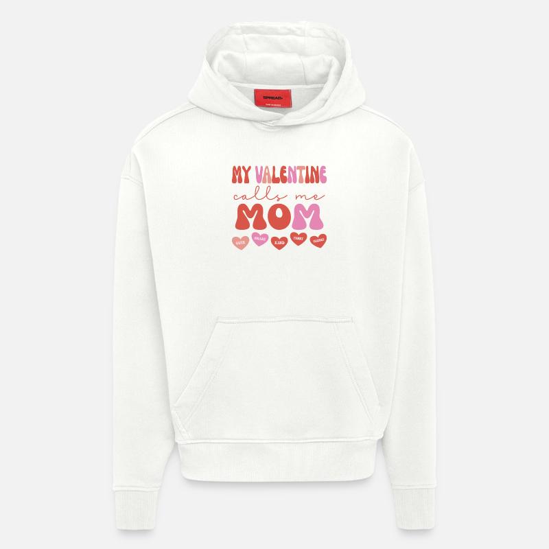 Ma Valentine m’appelle maman - Sweat à capuche bio épais oversize fabriqué en UE - OFF WHITE
