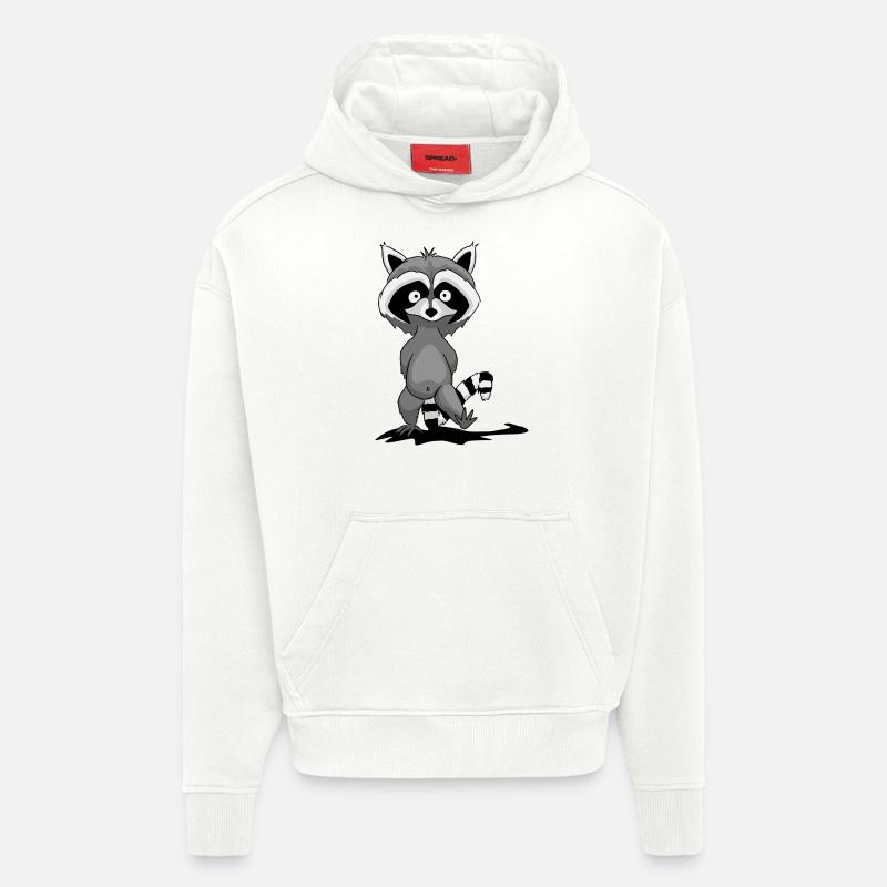 petit raton laveur - Sweat à capuche bio épais oversize fabriqué en UE - OFF WHITE
