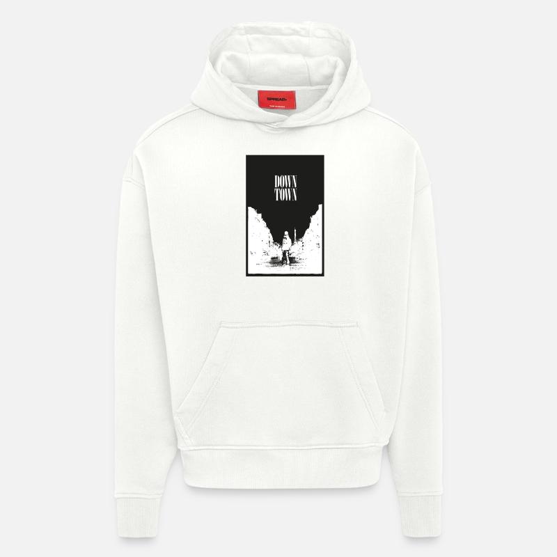 Downtown-tshirt - Sweat à capuche bio épais oversize fabriqué en UE - OFF WHITE