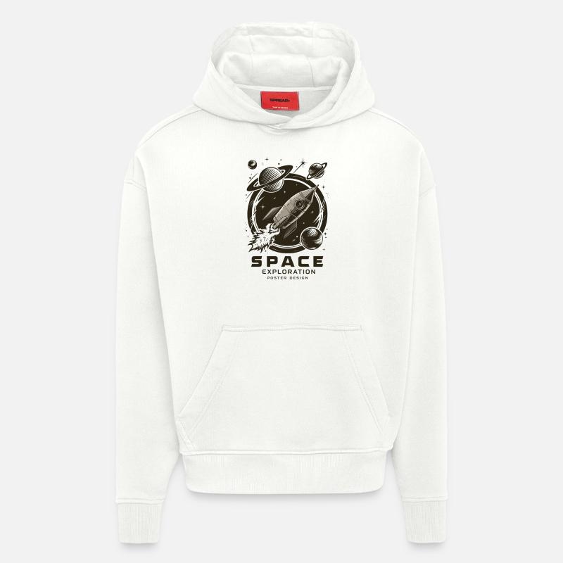 Aventure d’exploration spatiale - Sweat à capuche bio épais oversize fabriqué en UE - OFF WHITE