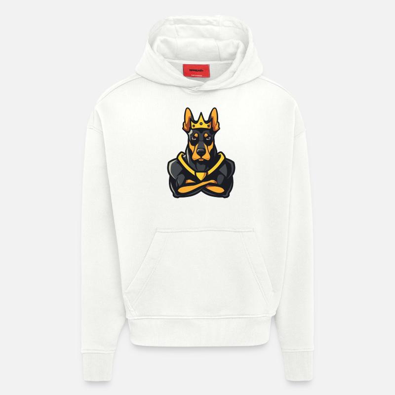Dobermann Hund Comic Krone - Hoodie- made by SPREAD  - OFF WHITE