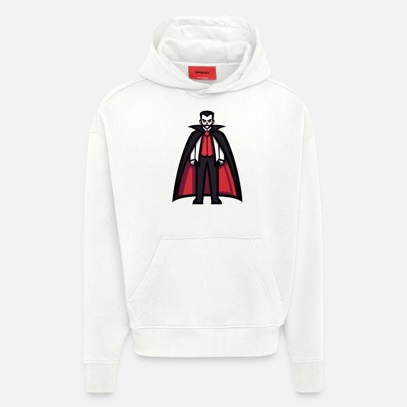 Bande dessinée vampire Halloween - Sweat à capuche bio épais oversize fabriqué en UE - OFF WHITE