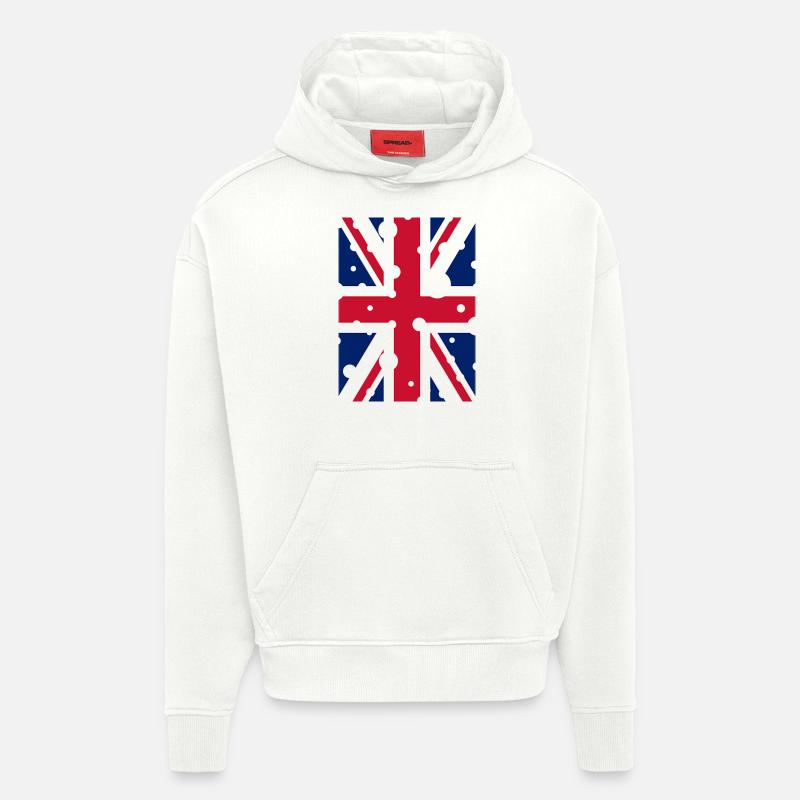 Drapeau Anglais - Sweat à capuche bio épais oversize fabriqué en UE - OFF WHITE