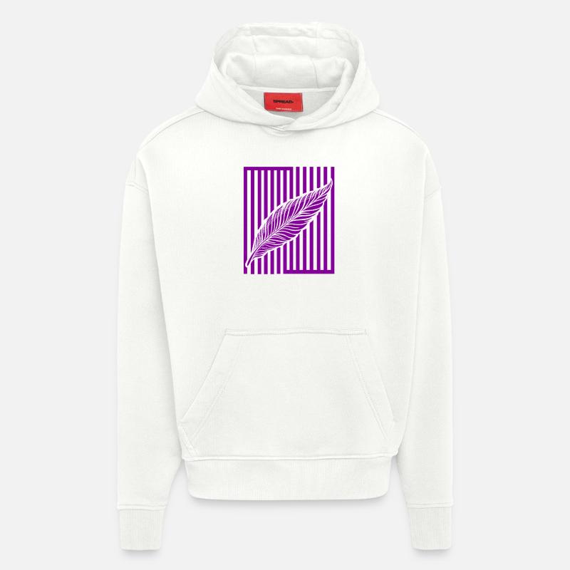 Plume sur barre verticale - Sweat à capuche bio épais oversize fabriqué en UE - OFF WHITE