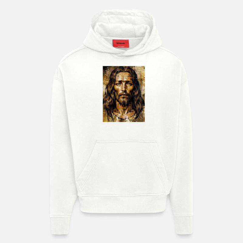 Le Messie souffrant - Sweat à capuche bio épais oversize fabriqué en UE - OFF WHITE