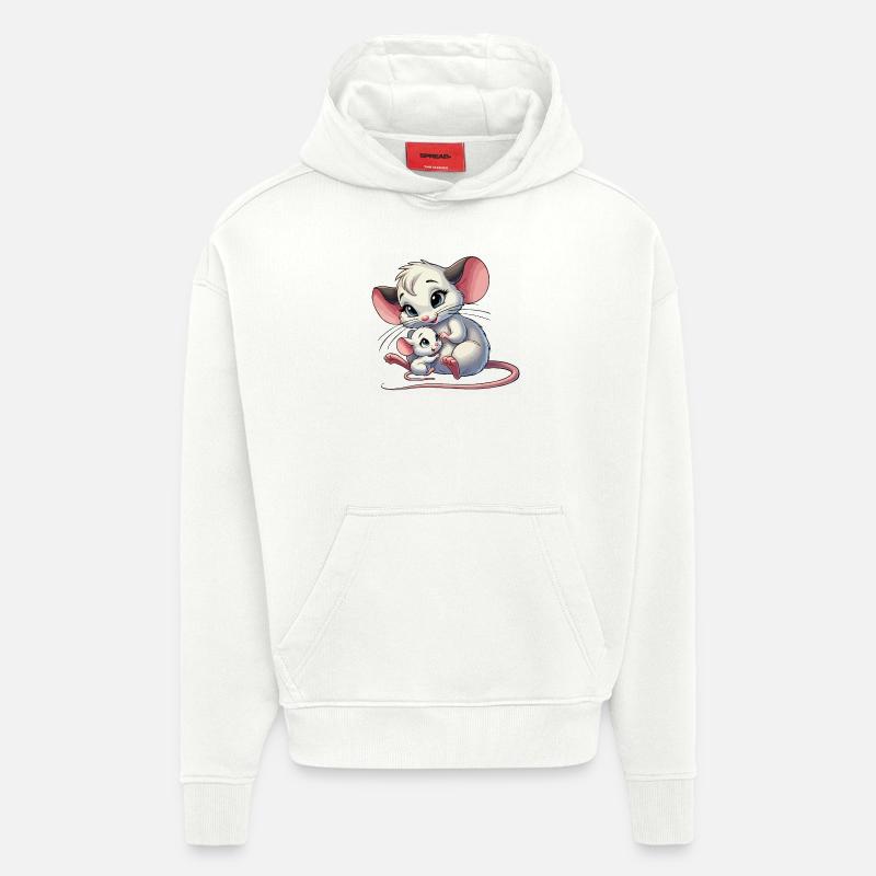 Mausmutter mit Kind - Hoodie- made by SPREAD  - OFF WHITE