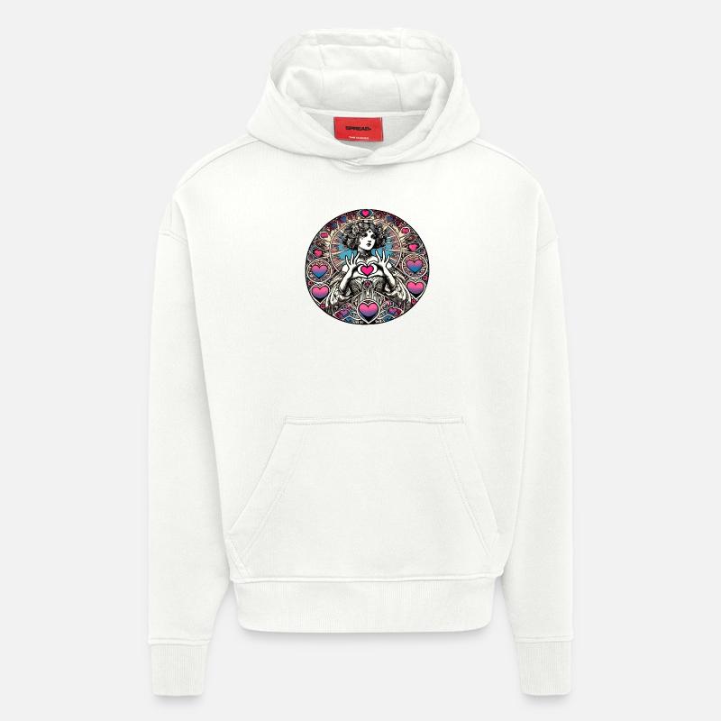 Déesse de la Saint-Valentin - Sweat à capuche bio épais oversize fabriqué en UE - OFF WHITE