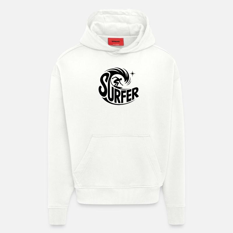 Surfer - Cool Surfer Logo - Sweat à capuche bio épais oversize fabriqué en UE - OFF WHITE