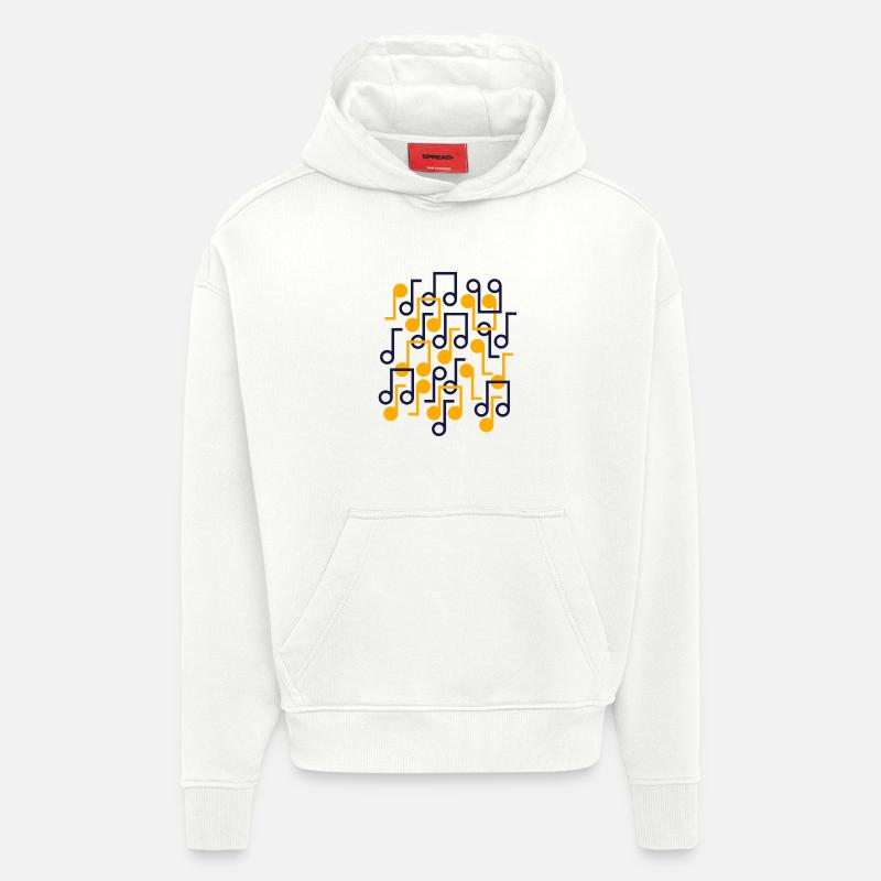 Notes de musique Style rétro motif - Sweat à capuche bio épais oversize fabriqué en UE - OFF WHITE