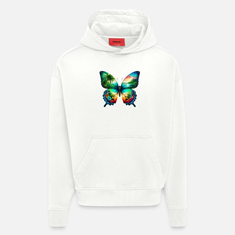 Papillon - Sweat à capuche bio épais oversize fabriqué en UE - OFF WHITE