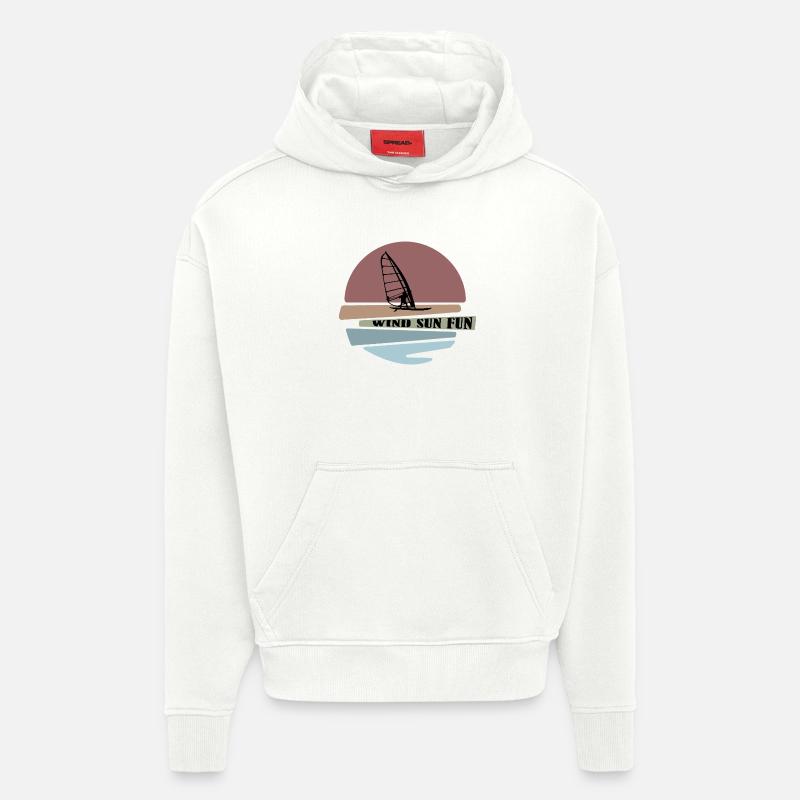 Windsurf coucher de soleil Fun Design - Sweat à capuche bio épais oversize fabriqué en UE - OFF WHITE