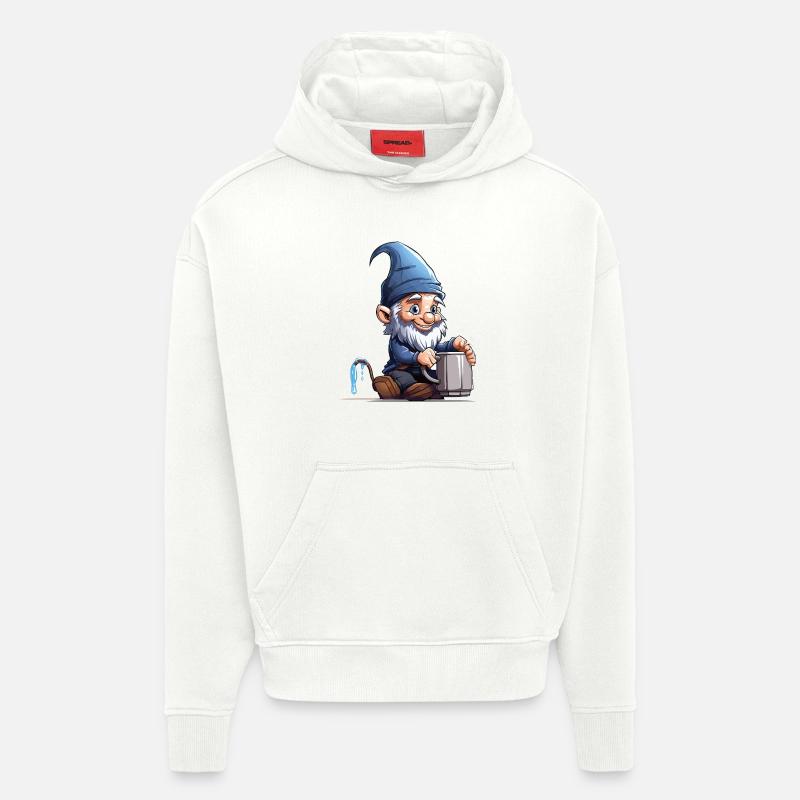 GnomePotterBlue - Sweat à capuche bio épais oversize fabriqué en UE - OFF WHITE