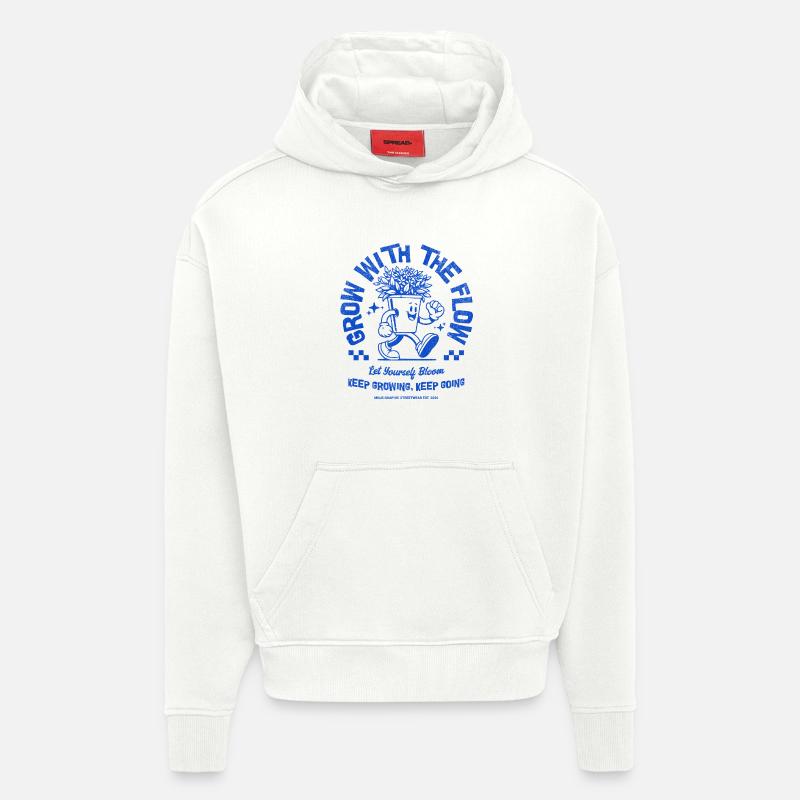Grandir avec le courant - Sweat à capuche bio épais oversize fabriqué en UE - OFF WHITE