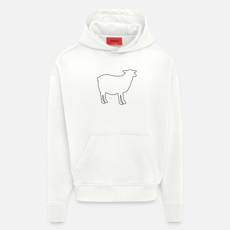 Conception des contours de silhouette mouton - Sweat à capuche bio épais oversize fabriqué en UE - OFF WHITE