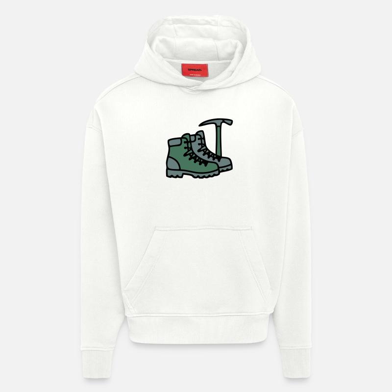 Wanderschuhe Eispickel Bergsteiger Alpen Wanderer - Hoodie- made by SPREAD  - OFF WHITE