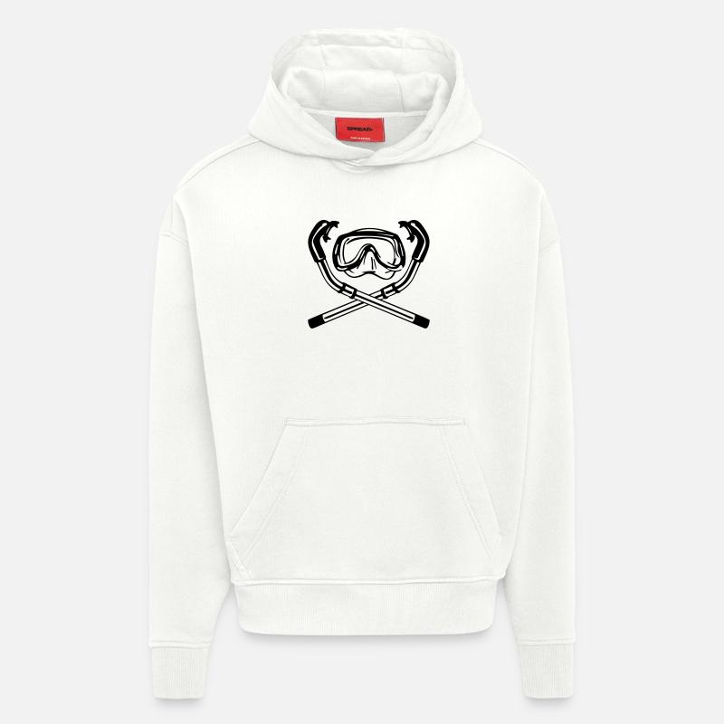 taucher - diving is not a crime - Sweat à capuche bio épais oversize fabriqué en UE - OFF WHITE