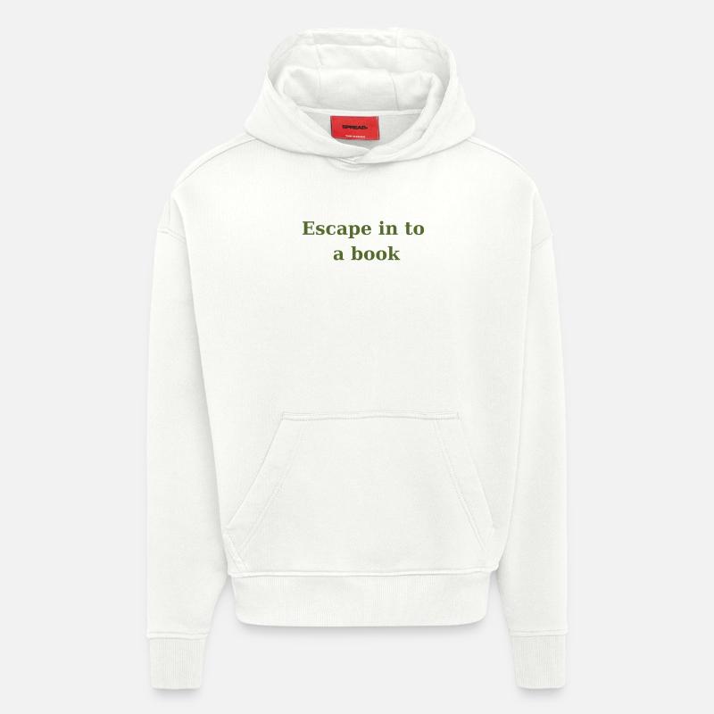 Évadez-vous dans un livre - Vert olive - Sweat à capuche bio épais oversize fabriqué en UE - OFF WHITE
