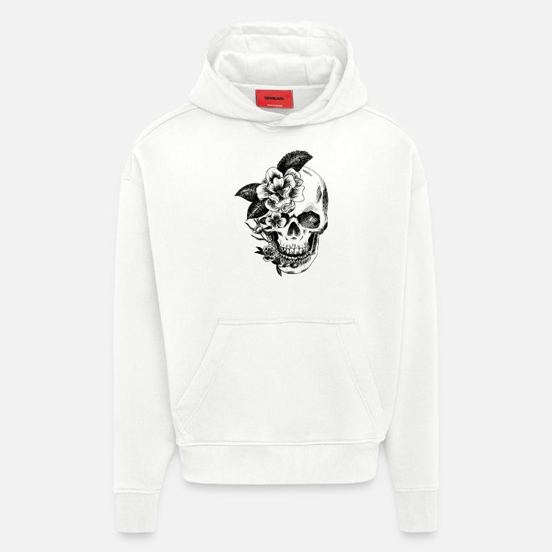 crane et fleurs - Sweat à capuche bio épais oversize fabriqué en UE - OFF WHITE
