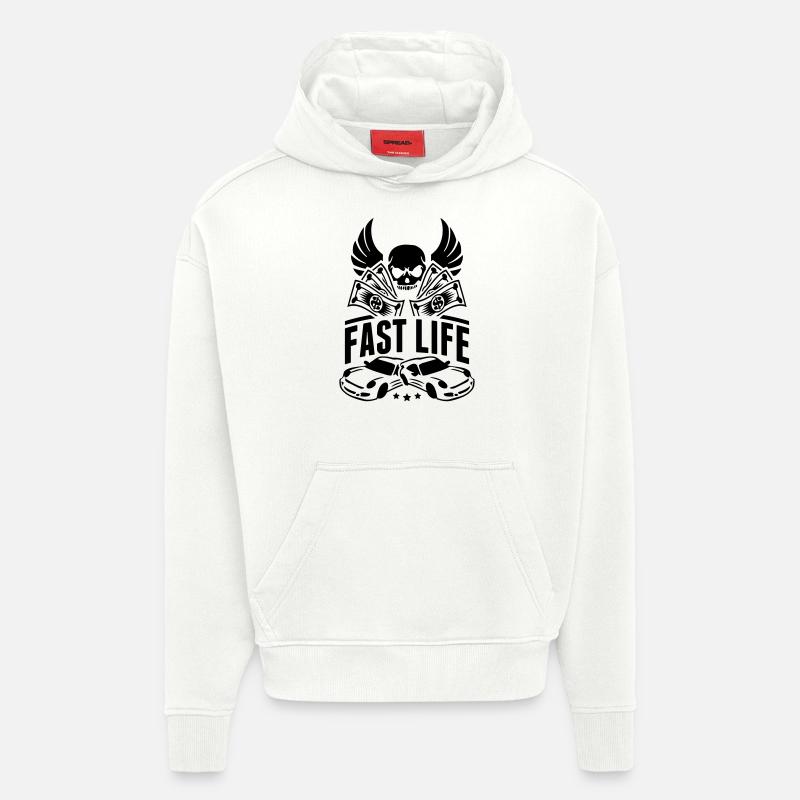 fast_life_design_bv1 - Sweat à capuche bio épais oversize fabriqué en UE - OFF WHITE