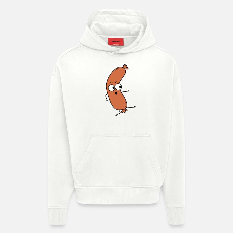 Bockwurst - Sweat à capuche bio épais oversize fabriqué en UE - OFF WHITE