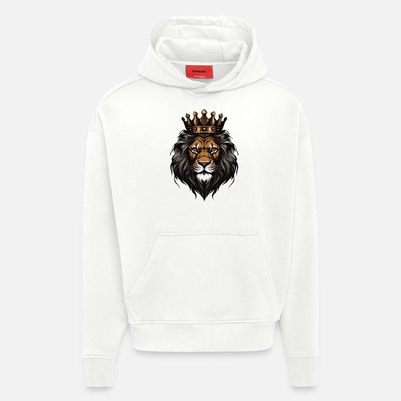 Couronne de lion - Sweat à capuche bio épais oversize fabriqué en UE - OFF WHITE