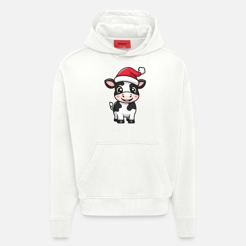 Vache Noël Mignon - Sweat à capuche bio épais oversize fabriqué en UE - OFF WHITE