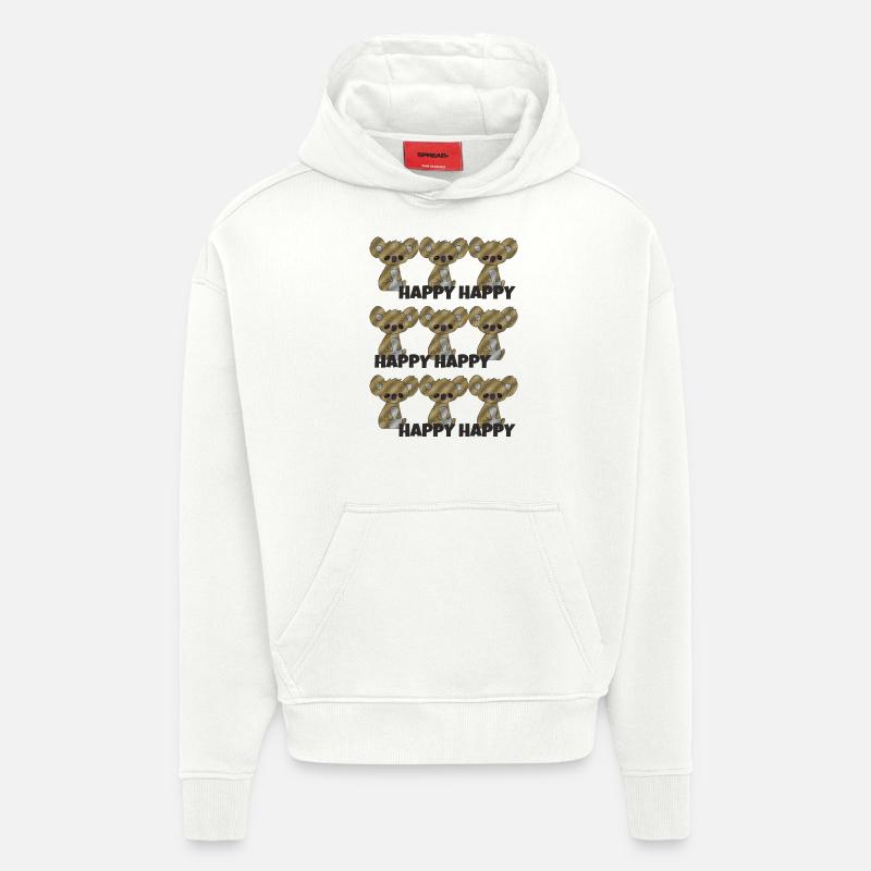 KOALA EST HEUREUX - Sweat à capuche bio épais oversize fabriqué en UE - OFF WHITE