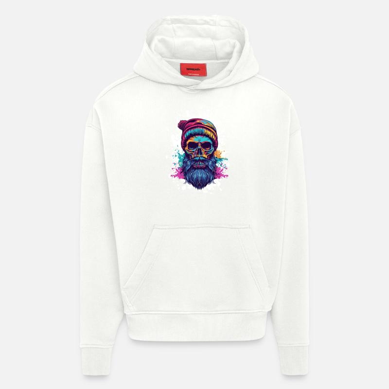 Crâne de bûcheron - Sweat à capuche bio épais oversize fabriqué en UE - OFF WHITE