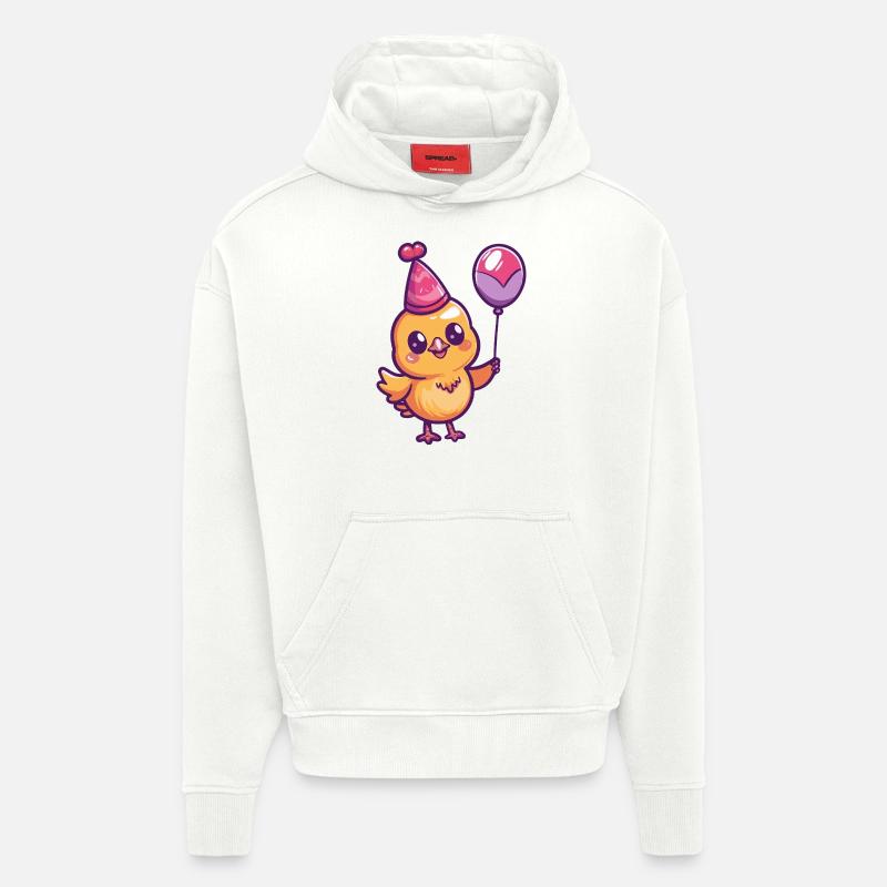 Poulet Anniversaire Bébé - Sweat à capuche bio épais oversize fabriqué en UE - OFF WHITE
