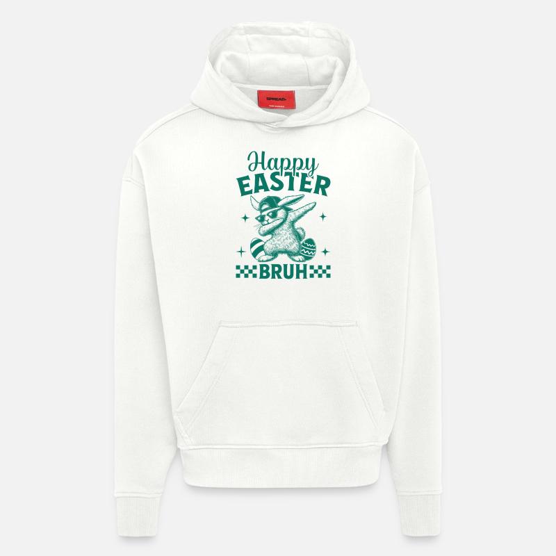 Joyeuses Pâques Bruh - Sweat à capuche bio épais oversize fabriqué en UE - OFF WHITE