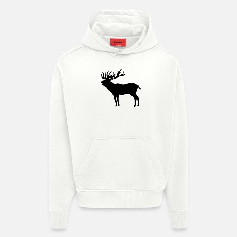 Silhouette de cerf - Sweat à capuche bio épais oversize fabriqué en UE - OFF WHITE