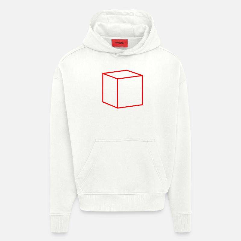 Cube rouge - Sweat à capuche bio épais oversize fabriqué en UE - OFF WHITE