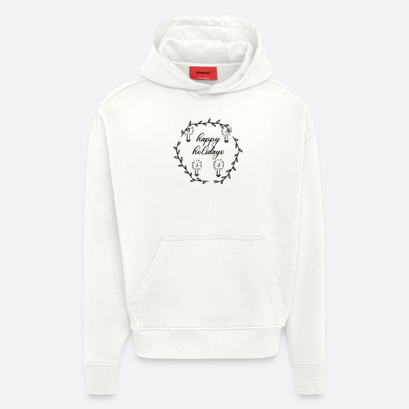 Avent Advetskranz Joyeuses Fêtes - Sweat à capuche bio épais oversize fabriqué en UE - OFF WHITE