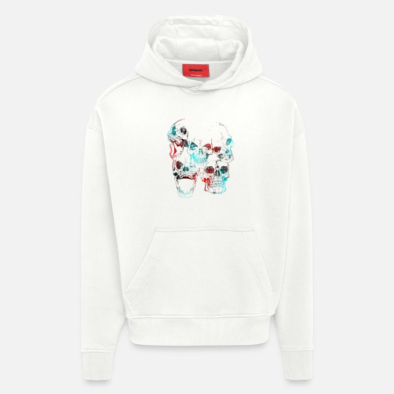 crâne - Sweat à capuche bio épais oversize fabriqué en UE - OFF WHITE