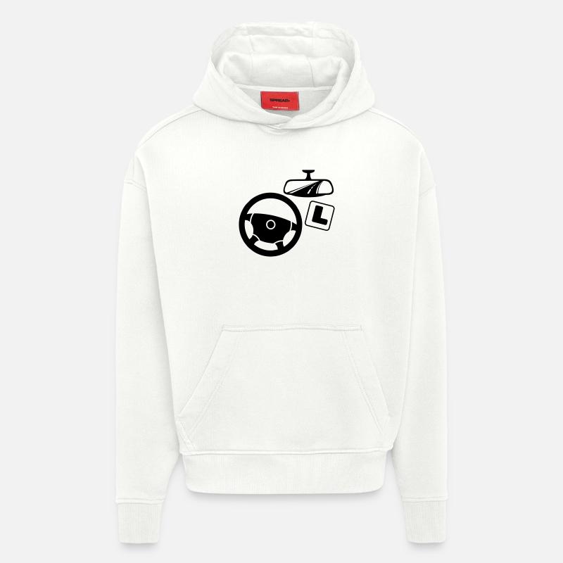 Logo de l’instructeur de conduite - Sweat à capuche bio épais oversize fabriqué en UE - OFF WHITE