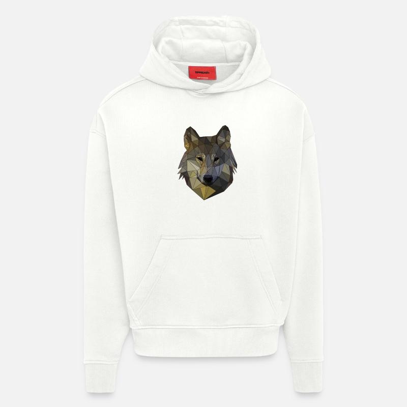 Polygon Wolf Triangular Mosaic Shapes Polyart - Hoodie- made by SPREAD  - OFF WHITE
