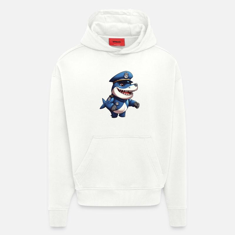 Police des requins - Sweat à capuche bio épais oversize fabriqué en UE - OFF WHITE