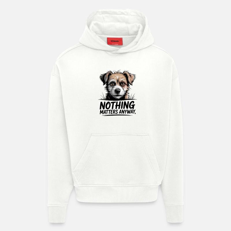 Citation de chien drôle - Sweat à capuche bio épais oversize fabriqué en UE - OFF WHITE