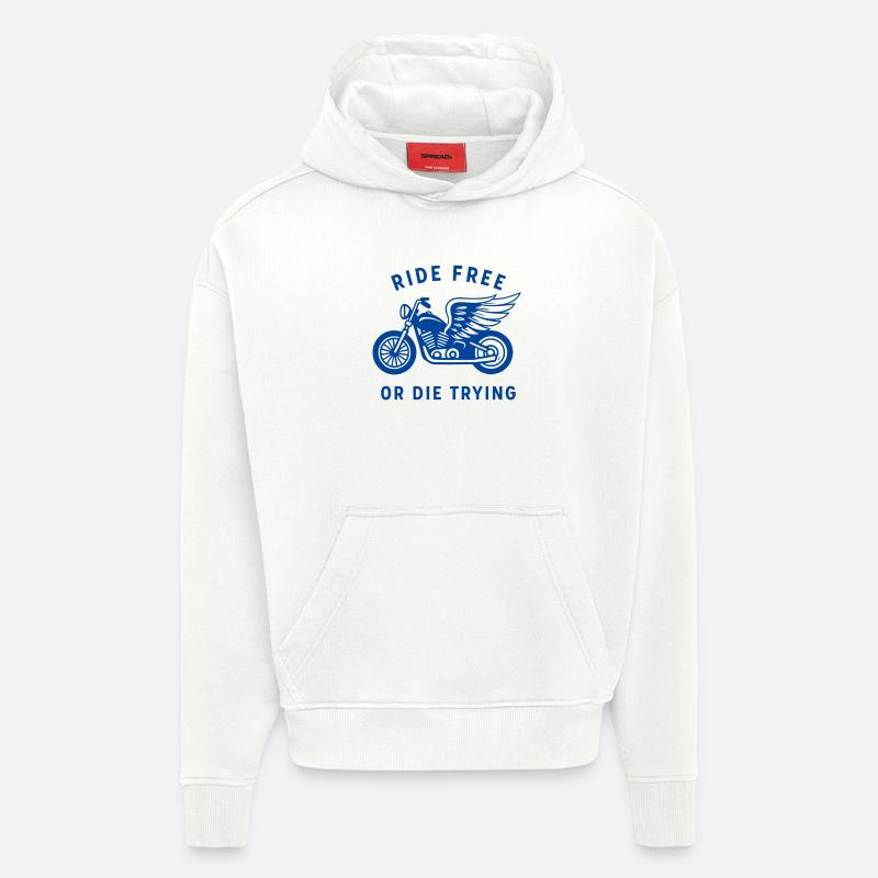 Balade à vélo ailée design gratuit - Sweat à capuche bio épais oversize fabriqué en UE - OFF WHITE