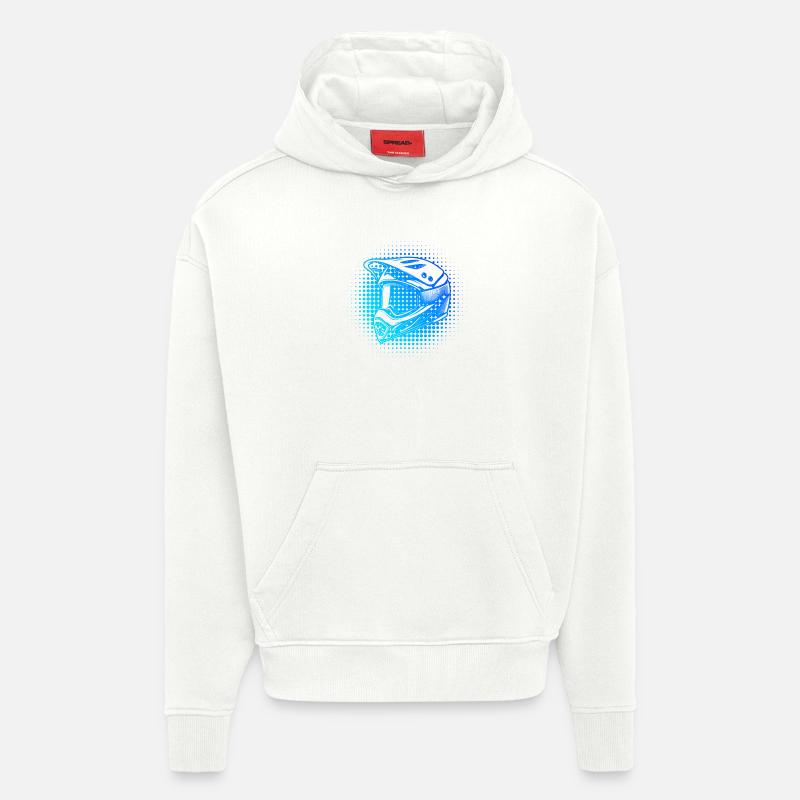 Conception numérique du casque de motocross - Sweat à capuche bio épais oversize fabriqué en UE - OFF WHITE