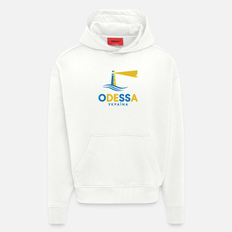 Phare d’Odessa Scène de Nuit Tee - Sweat à capuche bio épais oversize fabriqué en UE - OFF WHITE