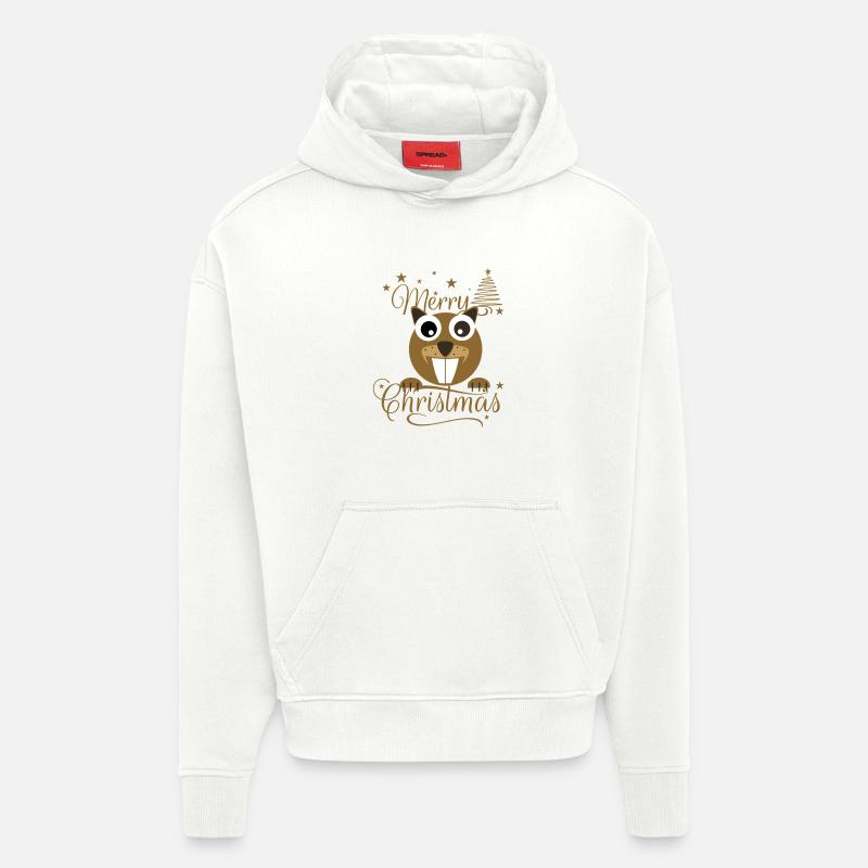 L’écureuil de Merry Chrysstman - Sweat à capuche bio épais oversize fabriqué en UE - OFF WHITE