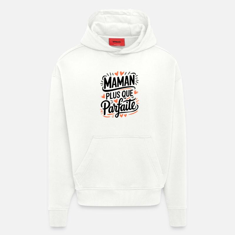 Maman plus que Parfaite - Sweat à capuche bio épais oversize fabriqué en UE - OFF WHITE