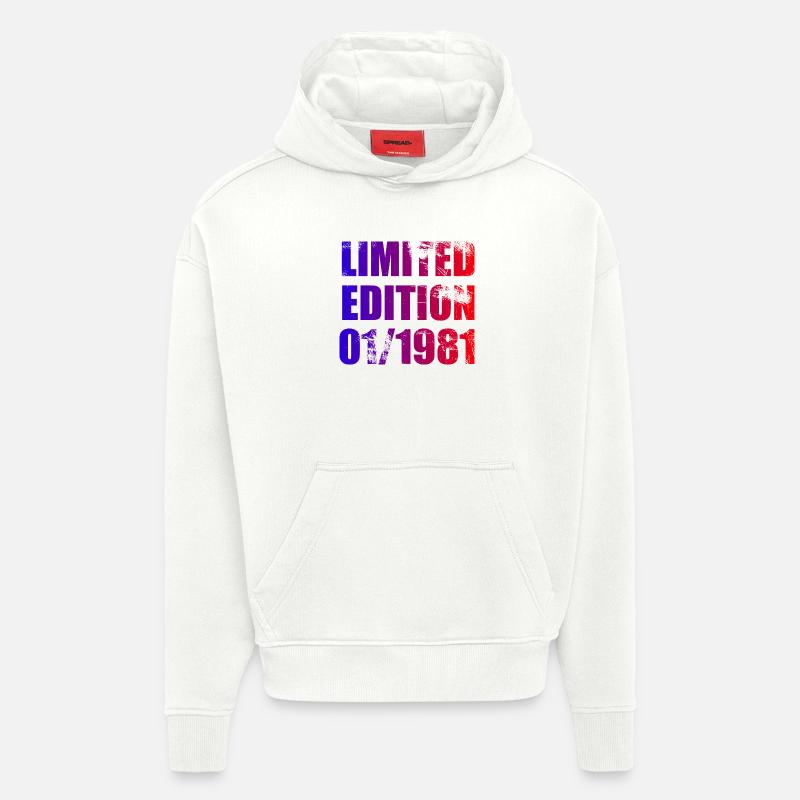 45e anniversaire Édition limitée 01/1981 - Sweat à capuche bio épais oversize fabriqué en UE - OFF WHITE