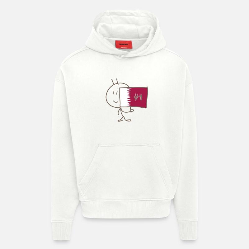 Drapeau_du_Qatar_floque_d-un_#1 - Sweat à capuche bio épais oversize fabriqué en UE - OFF WHITE