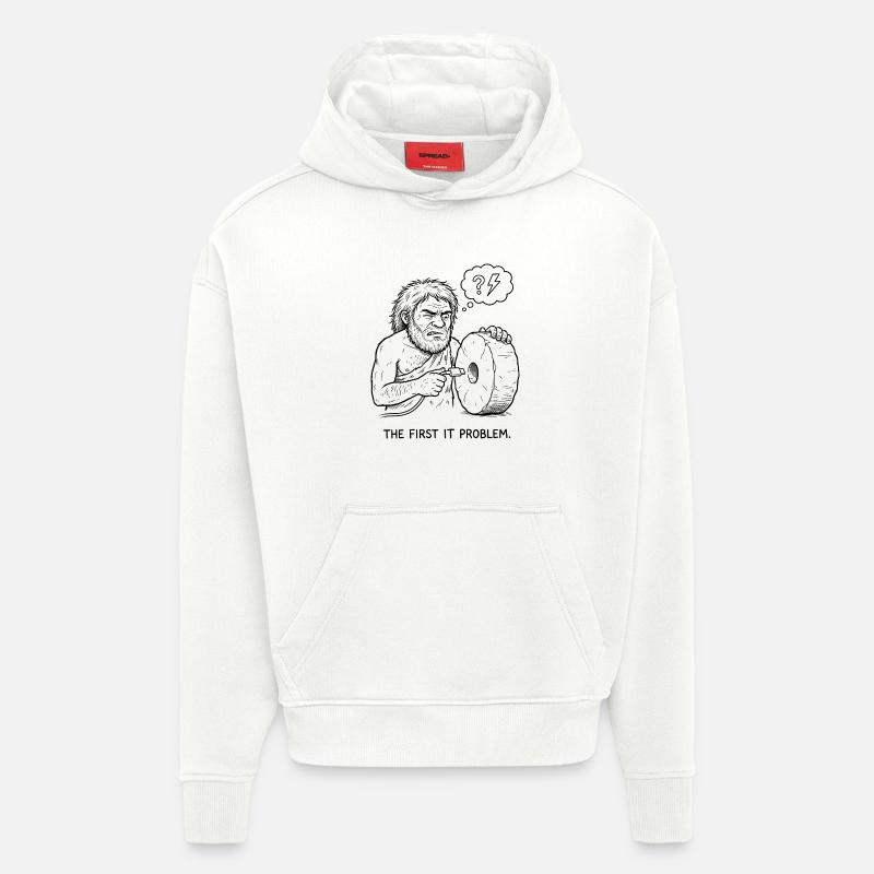Le premier problème informatique - Sweat à capuche bio épais oversize fabriqué en UE - OFF WHITE