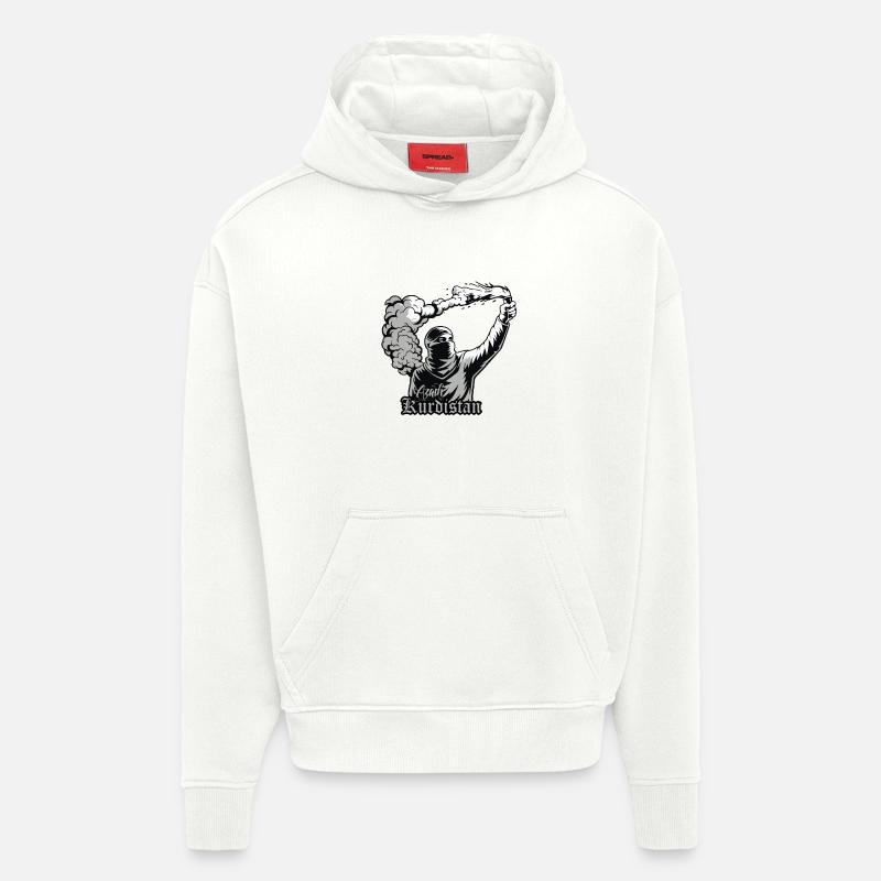 Kurdistan Azadi - Sweat à capuche bio épais oversize fabriqué en UE - OFF WHITE