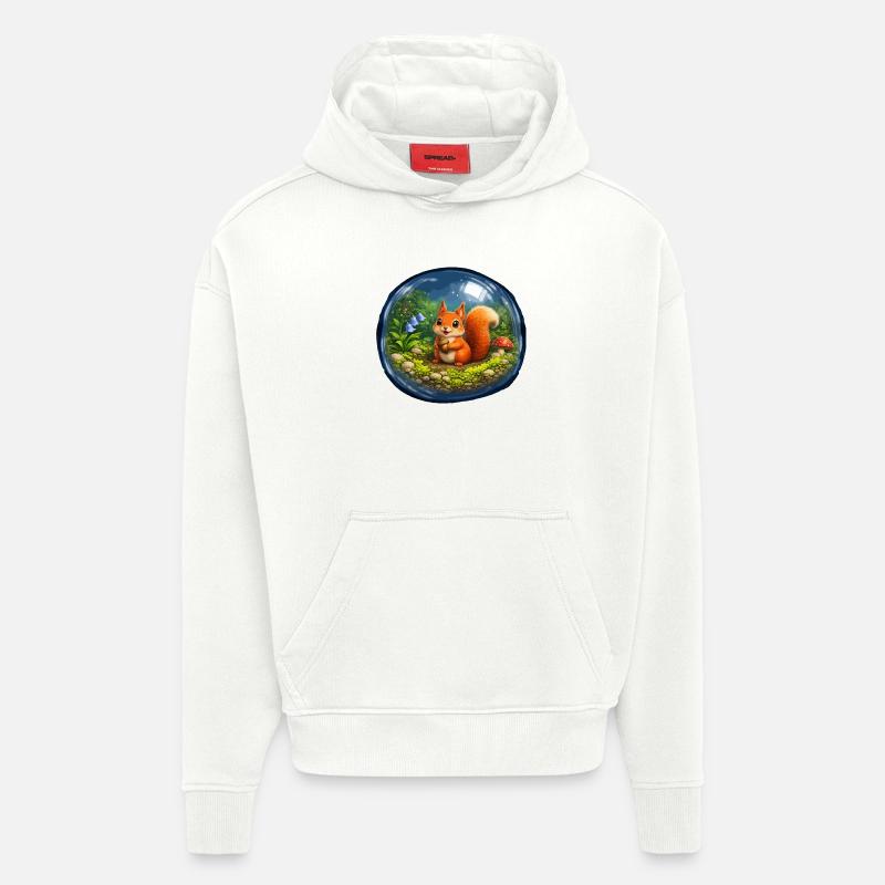 Märchenhörnchen in Glaskugel - Hoodie- made by SPREAD  - OFF WHITE