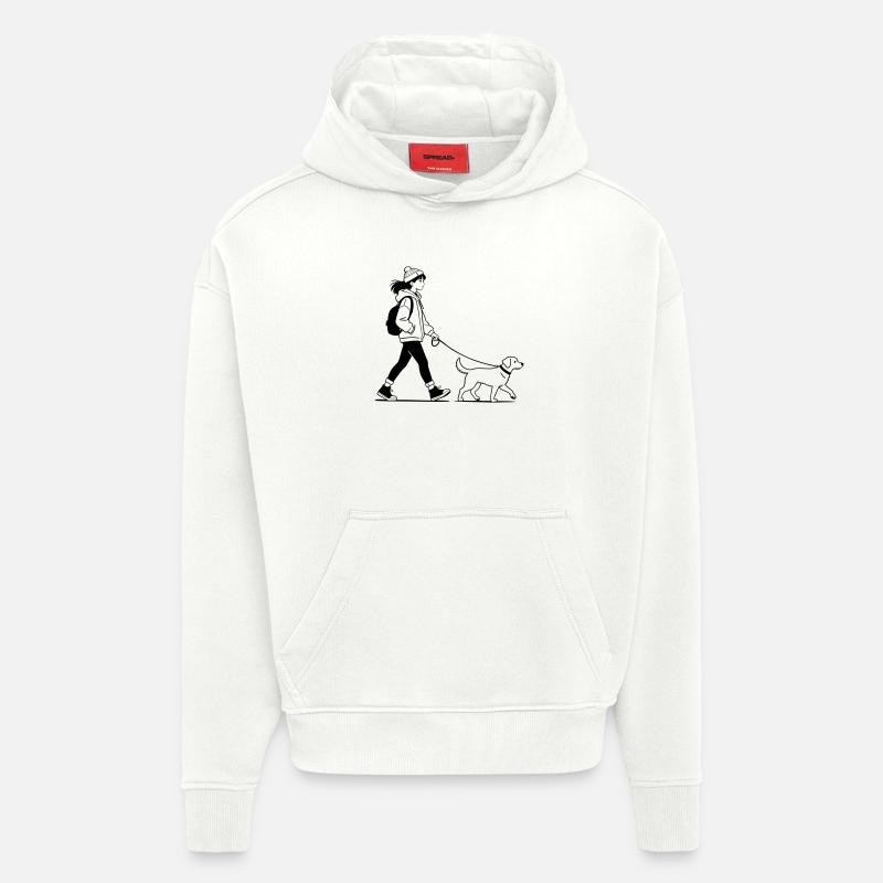 Gassi gehen mit dem Hund - Hoodie- made by SPREAD  - OFF WHITE