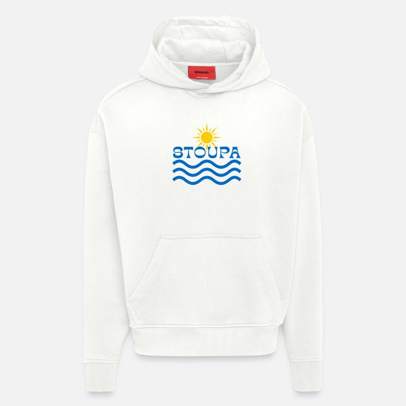Vagues de Soleil de Stoupa - Sweat à capuche bio épais oversize fabriqué en UE - OFF WHITE